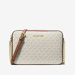 Michael Kors Cream and Tan Crossbody Bag